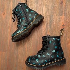 Dr. Martens Black Boots with Blue Insect Design